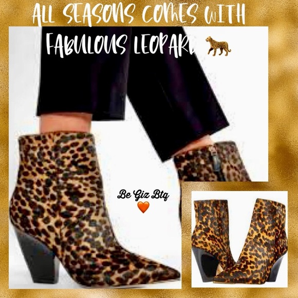 Tory Burch Authentic Lila 90MM Ankle Bootie Calf Hair Barbados Leopard Size 6M - Picture 2 of 15